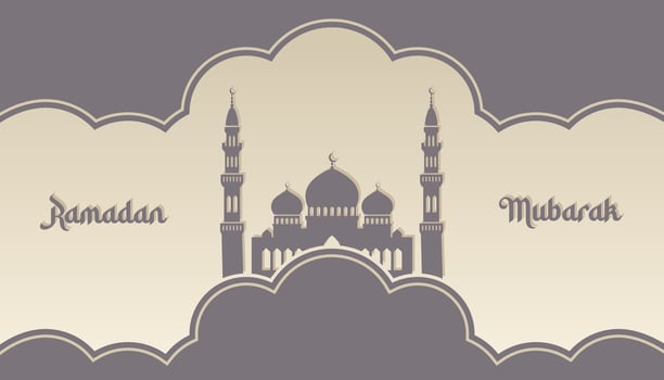 Islamic Background, Mosque. Design for Greeting Card of Ramadan Kareemand eid. vector