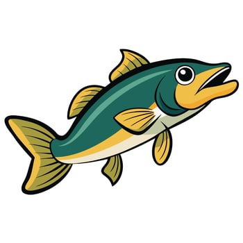 Vibrant Walleye Fish Line Art Design vector