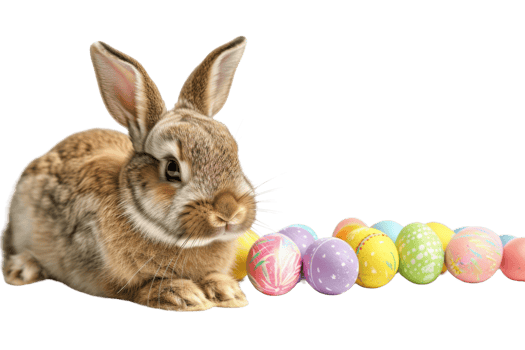 easter bunny with easter eggs png