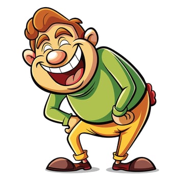 cartoon man laughing white background vector
