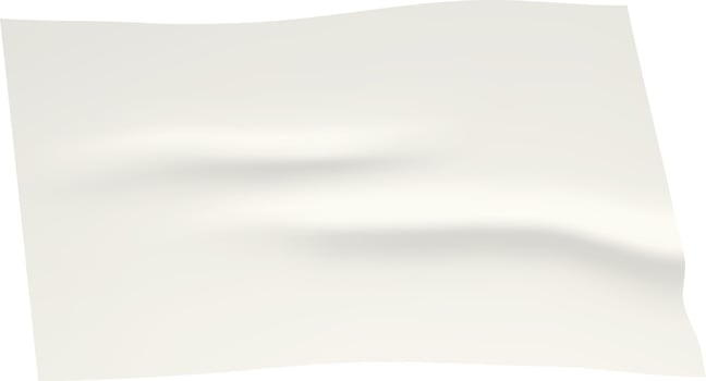 White sheet of paper is slightly bending and waving in the wind, creating soft folds and curves against a white background, perfect for representing simplicity, purity, and blank canvas concepts vector
