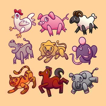 Bundling Animal Doodles Kid Drawing for Decoration and Sticker vector