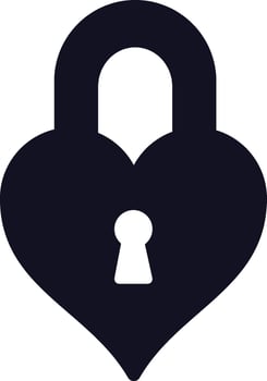 Heart shaped padlock with a keyhole symbolizing secure love, perfect for projects on relationships, Valentine's Day, and commitment, featuring a minimalist design on white vector