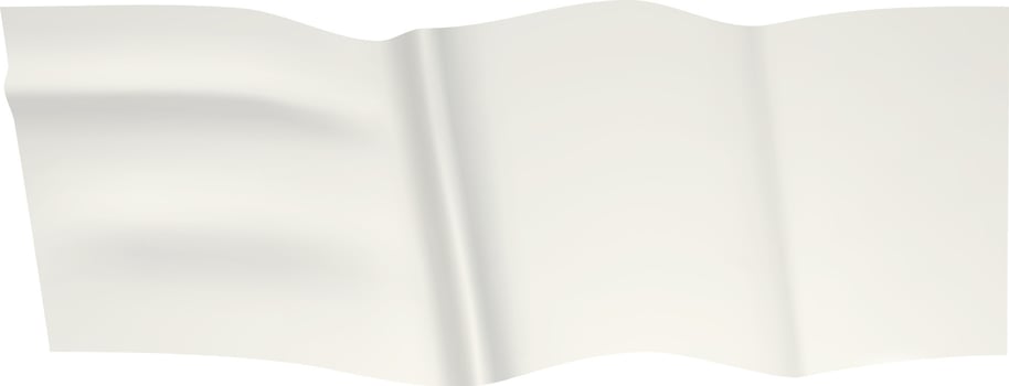 Wavy white adhesive tape with folds and wrinkles creating a textured, transparent effect against a clean white backdrop, ideal for design projects needing a realistic sticky tape representation vector