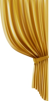 Elegant golden stage curtains, tied with a ribbon, unveiling a bright white backdrop, perfect for showcasing announcements or presentations vector