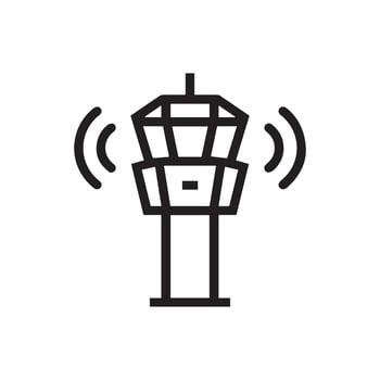 Minimalist Air Traffic Control Tower Icon with Signal Waves vector