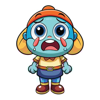 cartoon girl crying illustration vector