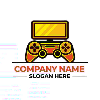game controller logo design white background, vector