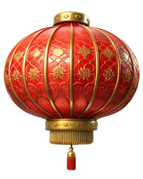 Beautiful red lantern showcasing ornate gold decorations png