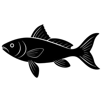 Fish silhouette icon smooth minimalistic design. vector