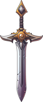 Ornate Fantasy Sword with Golden Accents and Gem png