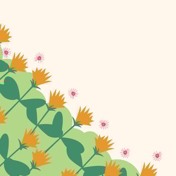 Flat spring flowers greeting card template vector