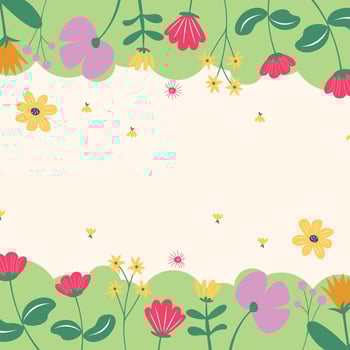 Flat spring flowers greeting card background vector