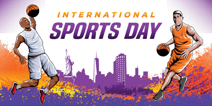 Basketball Abstract Sports Banner Background . International Sports Day Illustration. Graphic Design for the decoration of gift certificates, banners, and flyer vector