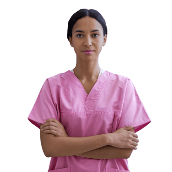 Cheerful Young Hispanic Nurse in Pink Scrubs png