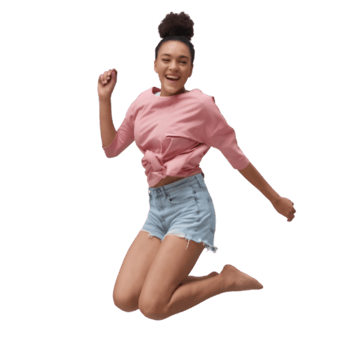 Happy young girl jumping png