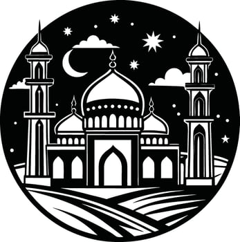 Majestic Mosque Silhouette with Dome Design vector