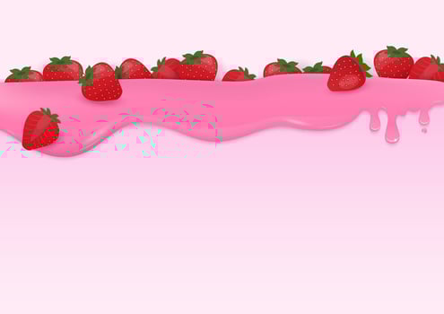 Strawberries flowing on glazed liquid vector