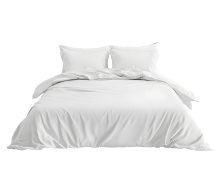 White Bedding on a Neatly Made Bed png