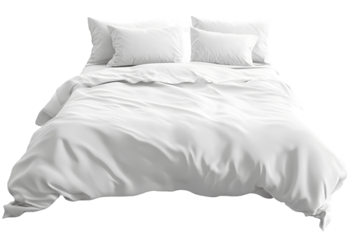 Neatly Made White Bed with Crisp Bedding png