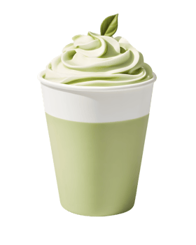 Refreshing Green Tea Latte with Whipped Cream png