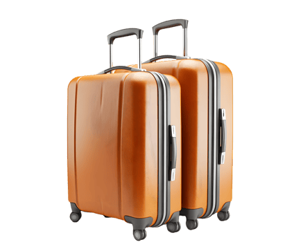 Pair of Orange Suitcases Ready for Travel png