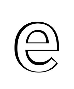 black and white english small letter e png