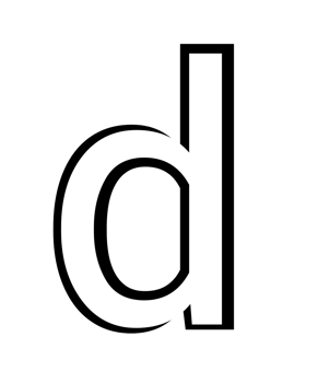 black and white english small letter d png
