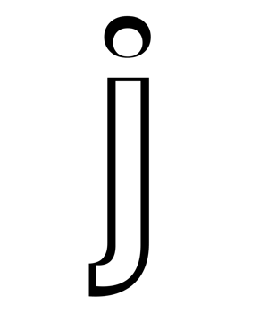 black and white english small letter j png