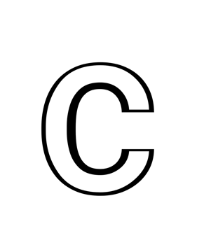 black and white english small letter c png