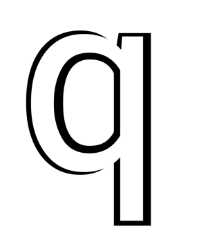 black and white english small letter q png