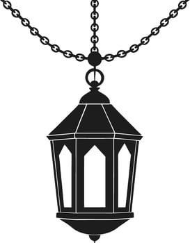 Silhouette of Hanging Lantern with Chain Illustration vector