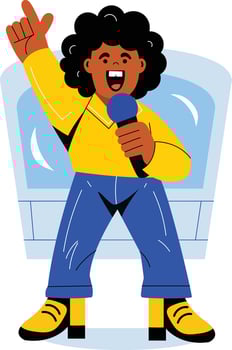 Party karaoke flat character illustration vector