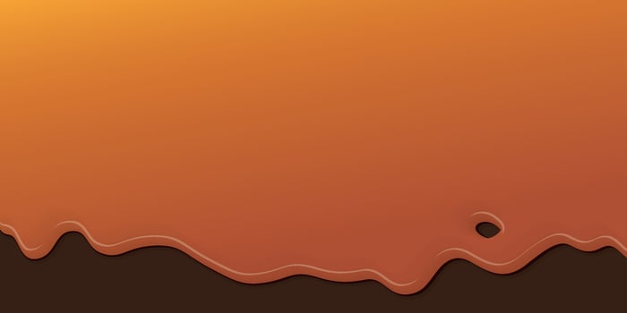 Melted caramel syrup pouring on brown background graphic illustration have blank space. vector