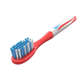 a red and white toothbrush on a transparent background png