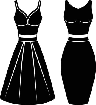 Two piece dress silhouette illustration. vector