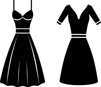 Two piece lady dress silhouette illustration. vector