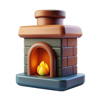 3D Fireplace with Fire and Chimney png