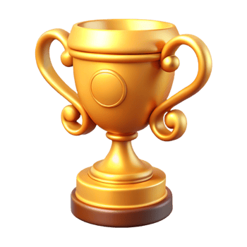 3D Award Trophy with Gold Cup Design png