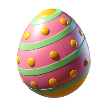 3D Icon of Easter Egg with Decorative Stripes png