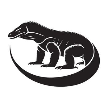 Komodo Dragon Silhouette in Circular Design Art vector