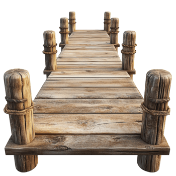 Wooden Pier White Background on transparent background. png
