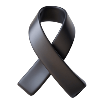 Black Ribbon for Memorial and Awareness in 3D png
