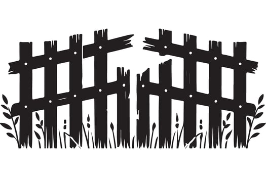 Distressed Wooden Fence Silhouette Illustration vector