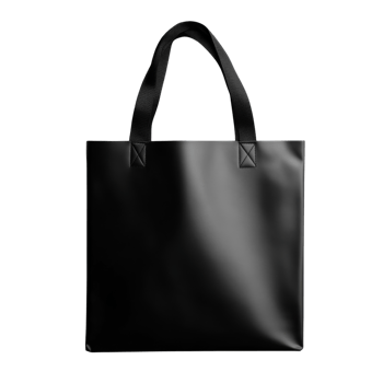 Black Tote Bag Mockup on transparent background. png