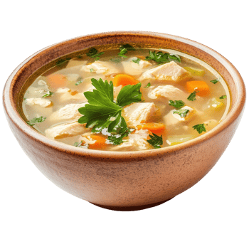 Chicken Soup Bowl White Background on transparent background. png