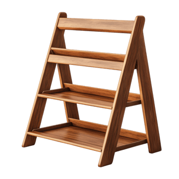 Classic Wood Display Rack White on transparent background. png