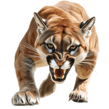 Majestic Cougar White Background on transparent background. png