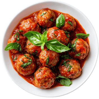 Italian Meatball Dinner on transparent background. png