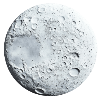 Detailed Moon Surface White Background on transparent background. png